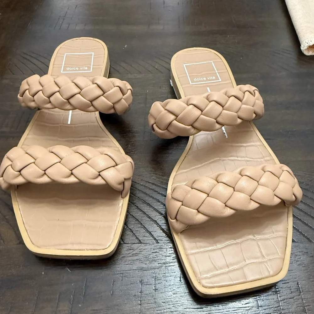 Dolce Vita Braided Double-Strap Slide Sandals in Nude - Picture 3 of 4